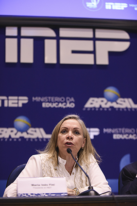 A presidente do Inep, Maria Inês Fini, destacou o sucesso do exame, mas avaliou que o desempenho dos estudantes precisa melhorar (Foto: Luís Fortes/MEC) 